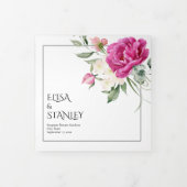 ピンクのバラの花を持つ枝結婚のフローラ 三つ折りプログラム (カバー)