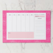 ピンクのバラの花ウィークリープランナーとto-doリスト ペーパーパッド (正面)