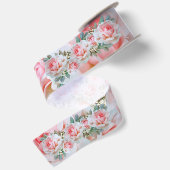 ピンクのバラの花サテンリボン サテンリボン (裏面)