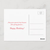 ピンクのバラの花ハッピーバースデー。愛、ガールフレンド ポストカード (裏面)