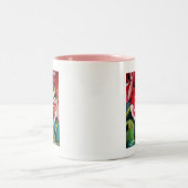 ピンクのバラの花ハッピーマザーズデイマグ ツートーンマグカップ (中央)