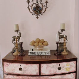 ピンクのバラの花ビー金ゴールドフラッシュフローラデコパージュ 薄葉紙