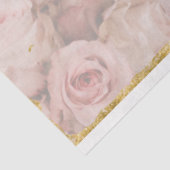 ピンクのバラの花ビー金ゴールドフラッシュフローラデコパージュ 薄葉紙 (詳細)