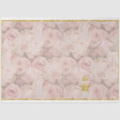 ピンクのバラの花ビー金ゴールドフラッシュフローラデコパージュ 薄葉紙 (正面)