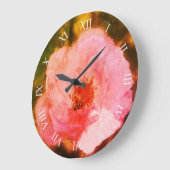 ピンクのバラの花フォトウォール時計 ラージ壁時計 (傾斜)