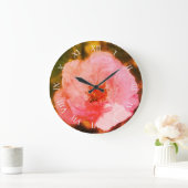 ピンクのバラの花フォトウォール時計 ラージ壁時計 (ホーム)