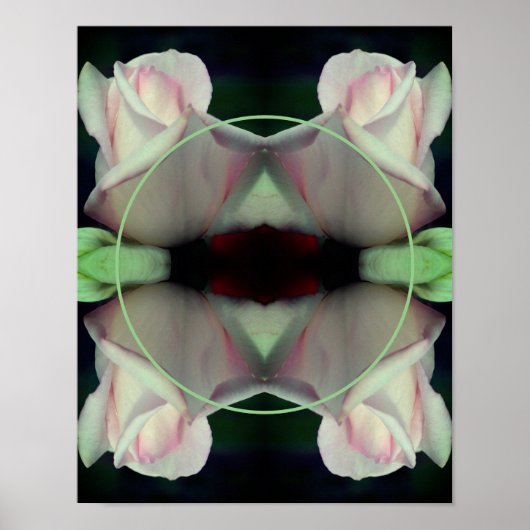 ピンクのバラの花フレームをカスタマイズ ポスター (正面)