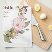 ピンクのバラの花フレーム "コシーナ" キッチンタオル (四つ折り)