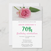 ピンクのバラの花フローラ70th誕生日パーティー 招待状 (正面)