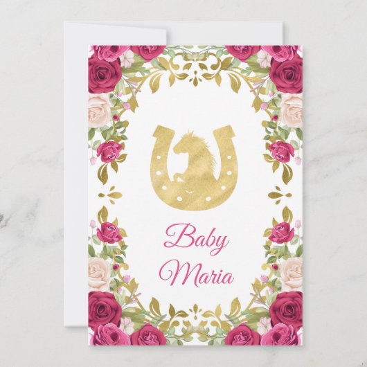 ピンクのバラの花メキシコのフィエスタカップルシャワー  招待状 (裏面)