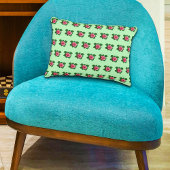 ピンクのバラの花ライトグリーンのシームレスなパターン アクセントクッション