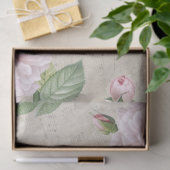 ピンクのバラの花ヴィンテージ音楽コラージュのデコページ 薄葉紙 (ギフト)