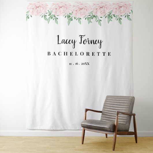 ピンクのバラの花嫁おさらいパーティーの写真用背景 タペストリー (インサイチュ)