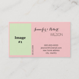 ピンクのバラの花嫁と新郎の新しいアドレスカード 名刺