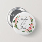 ピンクのバラの花嫁のお母さん 缶バッジ (正面&裏面)