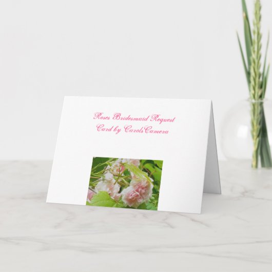 ピンクのバラの花嫁の介添え人依頼カード 招待状 (裏面)