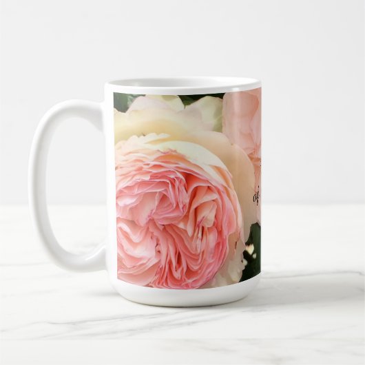ピンクのバラの花嫁の母 コーヒーマグカップ (左)