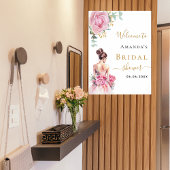 ピンクのバラの花嫁ドレスブライダルシャワーへようこそ ポスター