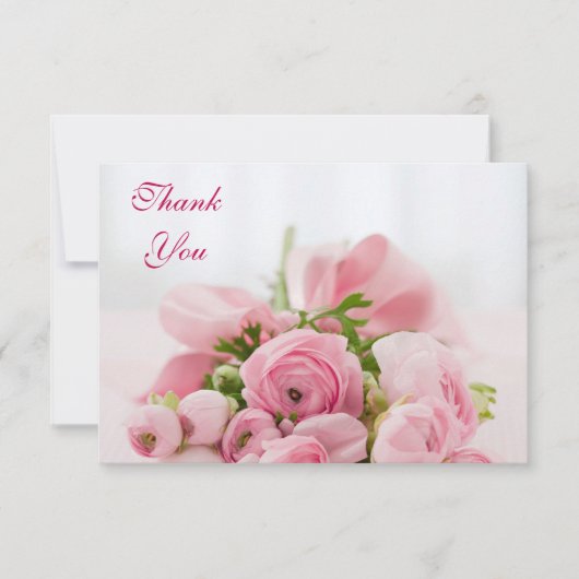 ピンクのバラの花束は感謝していしています サンキューカード (正面)