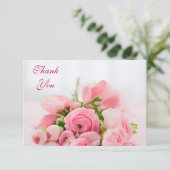ピンクのバラの花束は感謝していしています サンキューカード (スタンド正面)