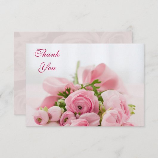 ピンクのバラの花束は感謝していしています サンキューカード (正面/裏面)