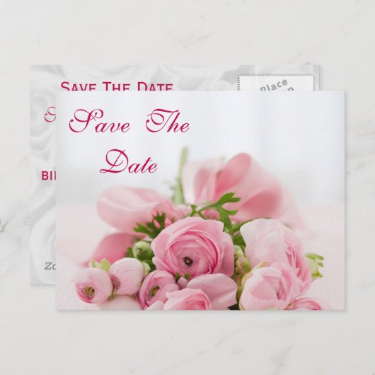 ピンクのバラの花束80誕生日日付を保存 案内ポストカード (正面/裏面)