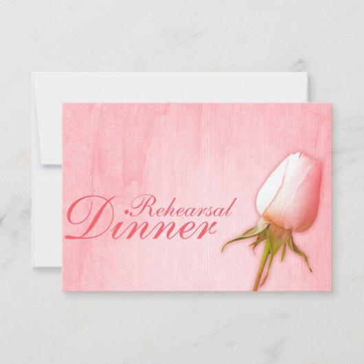 ピンクのバラの花束 ウェディング リハーサル ディナー 招待状 (正面)