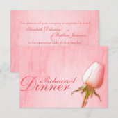 ピンクのバラの花束 ウェディング リハーサル ディナー 招待状 (正面/裏面)