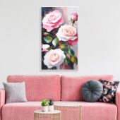 ピンクのバラの花束 キャンバスプリント (インサイチュ (リビング))