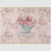 ピンクのバラの花束 ゴールドの蜂のクラウン 青い切り抜き絵 薄葉紙 (正面)