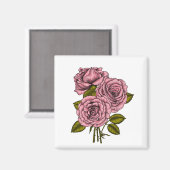 ピンクのバラの花束 マグネット (正面/裏面)