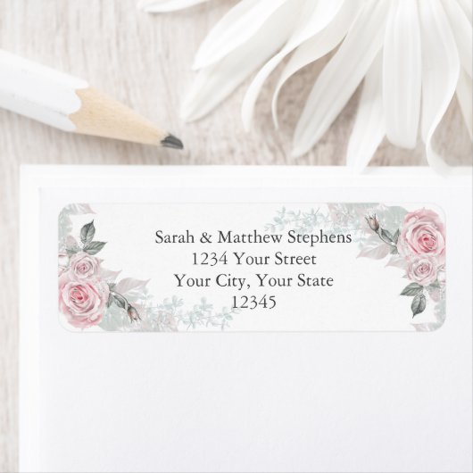 ピンクのバラの花束 ラベル (インサイチュ)