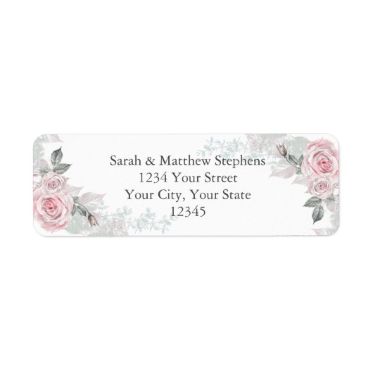 ピンクのバラの花束 ラベル (正面)