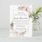 ピンクのバラの花束　最初の死の記念日 招待状 (スタンド正面)