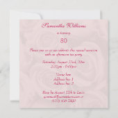 ピンクのバラの花束 80歳の誕生日 招待状 (裏面)