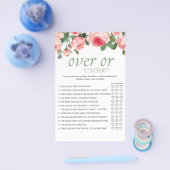 ピンクのバラの花柄でほんのり赤らむ Over or Under ゲーム チラシ (シングル)