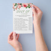 ピンクのバラの花柄でほんのり赤らむ Over or Under ゲーム チラシ (ハンドル)