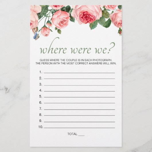 ピンクのバラの花柄でほんのり赤らむ Where Were We ゲーム チラシ (正面)