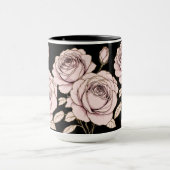 ピンクのバラの花柄マグカップ マグカップ (中央)