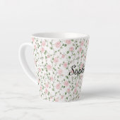 ピンクのバラの花柄 カフェラテマグ (左アングル)