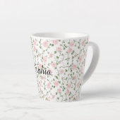 ピンクのバラの花柄 カフェラテマグ (右アングル)