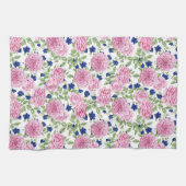 ピンクのバラの花柄 キッチンタオル (横)