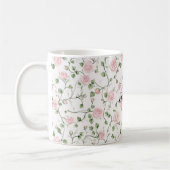 ピンクのバラの花柄 コーヒーマグカップ (左)