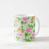 ピンクのバラの花柄 コーヒーマグカップ (正面右)