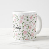 ピンクのバラの花柄 ジャンボコーヒーマグカップ (正面右)