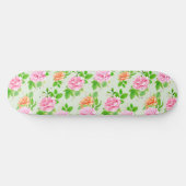 ピンクのバラの花柄 スケートボード (横)