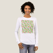 ピンクのバラの花柄 トライブレンドＴシャツ (正面全体)