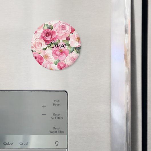 ピンクのバラの花柄 マグネット (インサイチュ (冷蔵庫))