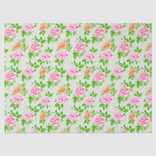 ピンクのバラの花柄 薄葉紙 (正面)