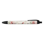 ピンクのバラの花柄 黒ボールペン (トップ)